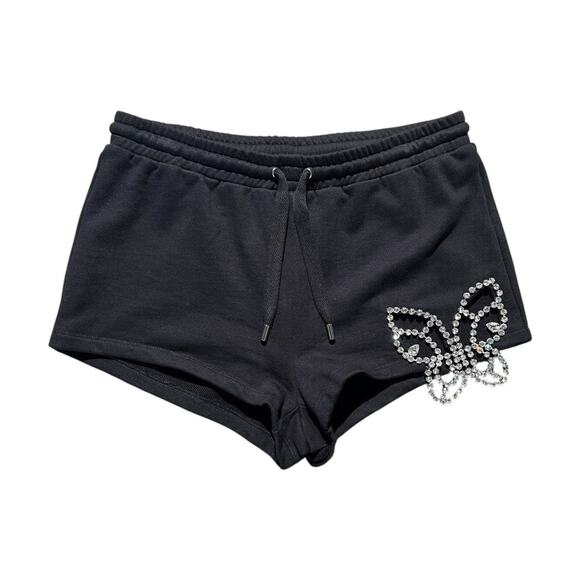 Crystal embellished cut out sweat shorts - Picture 1 of 3